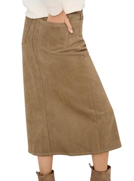 Jupe Only Stina marron pour femme