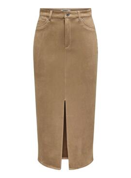 Jupe Only Stina marron pour femme