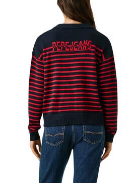 Maillot Pepe Jeans Carlina bleu et rouge pour femme