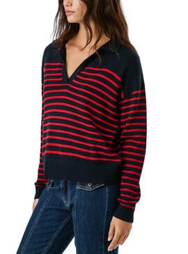 Maillot Pepe Jeans Carlina bleu et rouge pour femme