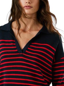 Maillot Pepe Jeans Carlina bleu et rouge pour femme