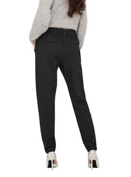 Pantalon Only Poptrash à rayures diplomatiques noir pour femme
