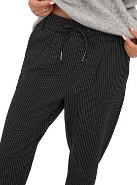 Pantalon Only Poptrash à rayures diplomatiques noir pour femme
