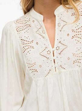 Blouse Vila Vityra en dentelle beige pour femme