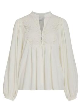 Blouse Vila Vityra en dentelle beige pour femme