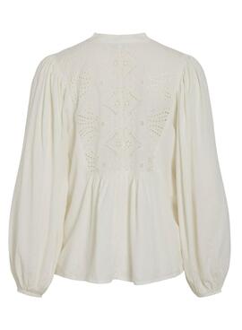 Blouse Vila Vityra en dentelle beige pour femme