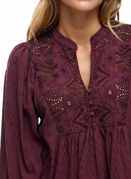 Chemisier Vila Vityra en dentelle grenat pour femme