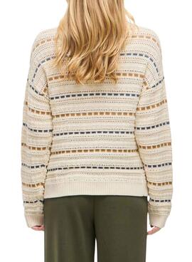 Maillot Vila Vimarian à rayures beige pour femme