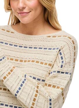 Maillot Vila Vimarian à rayures beige pour femme