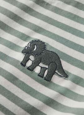 T-shirt Name It Nitu à rayures vertes pour garçon.