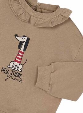 Sweat-shirt Mayoral col volant chameau pour fille