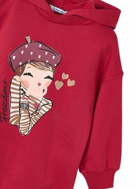 Robe en velours à capuche rouge pour fille de la marque Mayoral
