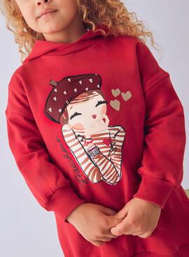 Robe en velours à capuche rouge pour fille de la marque Mayoral