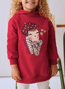 Robe en velours à capuche rouge pour fille de la marque Mayoral