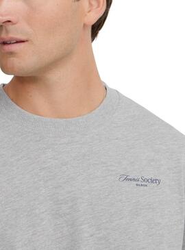 T-shirt Silbon Tennis Society grise pour homme