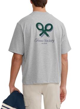 T-shirt Silbon Tennis Society grise pour homme
