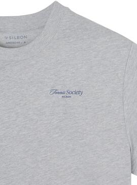 T-shirt Silbon Tennis Society grise pour homme