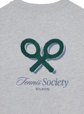 T-shirt Silbon Tennis Society grise pour homme