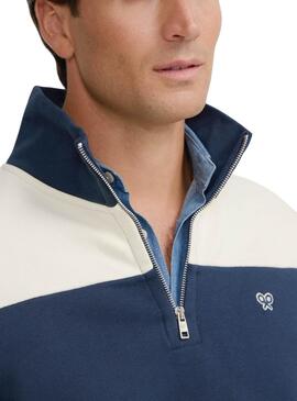 Sweatshirt Silbon à rayures bleues et beiges pour homme