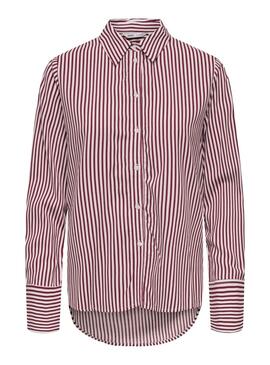 Chemise Only Berit rouge et blanc pour femme