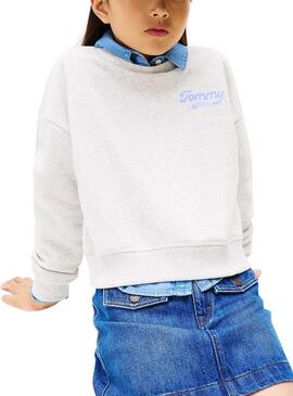 Sweat à capuche Tommy Hilfiger Varsity logo gris pour fille