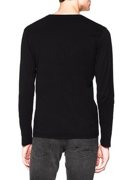 T-Shirt Pepe Jeans Flag Logo LS Noir Pour Homme