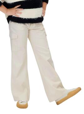 Pantalon Calvin Klein cargo évasé beige fille