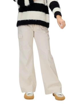 Pantalon Calvin Klein cargo évasé beige fille