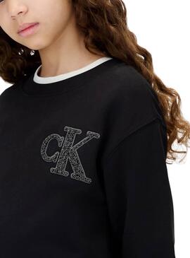 Robe Calvin Klein Towling Monogram noire pour fille