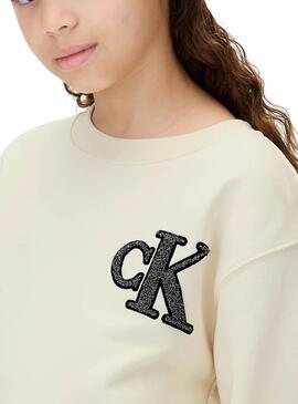 Robe Calvin Klein Towling Monogram beige fille