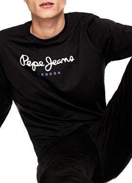 T-Shirt Pepe Jeans Eggo Long Noir Pour Homme
