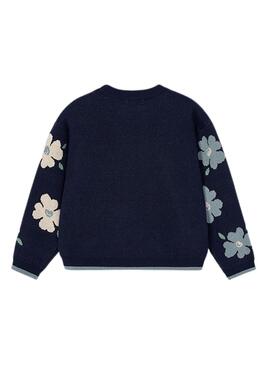 Jersey Mayoral jacquard fleurs marine pour fille