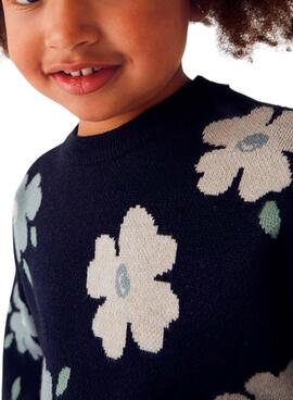 Jersey Mayoral jacquard fleurs marine pour fille