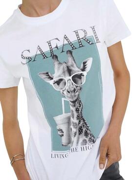 T-shirt Only Vibe Girafe blanc pour femme