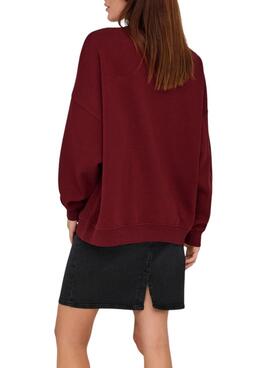 Sweat à capuche Only Bila Bear grenat pour femme
