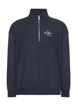 Sweat à capuche Calvin Klein Monologue zippé marine pour homme