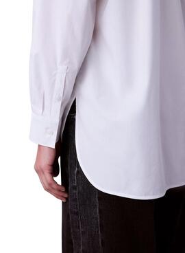 Chemise Calvin Klein Jeans en popeline blanc pour femme