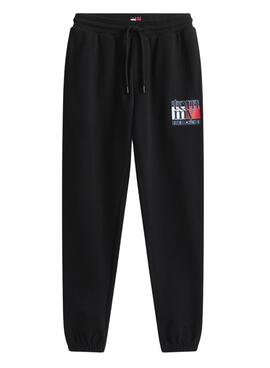 Pantalon Tommy Jeans Flag slim noir pour homme