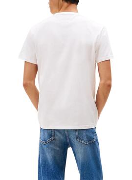 T-shirt Tommy Jeans Linear Logo blanc pour homme