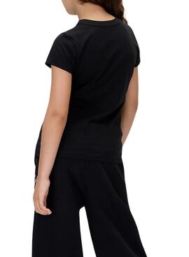 T-shirt Calvin Klein Logo Script noir pour fille.