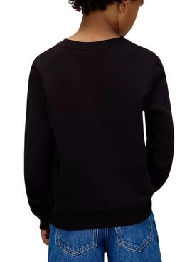 Sweat à capuche Calvin Klein Festive logo noir pour garçon.