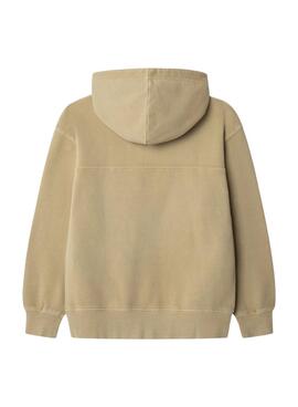 Sweat à capuche pour enfant Pepe Jeans Timothy en couleur toastée.