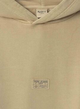 Sweat à capuche pour enfant Pepe Jeans Timothy en couleur toastée.