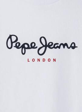 T-shirt Pepe Jeans New Art logo blanc pour garçon