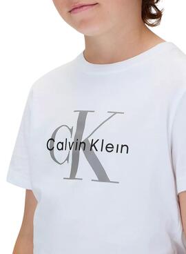 T-shirt Calvin Klein Monogramme blanc pour enfant