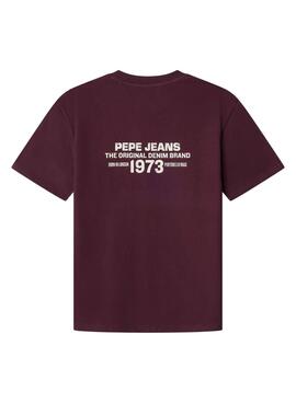 T-shirt Pepe Jeans Recco grenat pour garçon