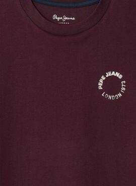T-shirt Pepe Jeans Recco grenat pour garçon