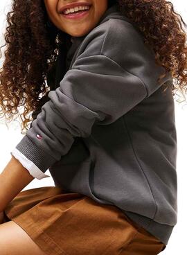 Sweat à capuche Tommy Hilfiger Mini Corp gris pour enfants