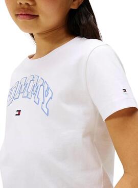 T-shirt Tommy Hilfiger Varsity logo blanc fille