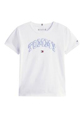 T-shirt Tommy Hilfiger Varsity logo blanc fille